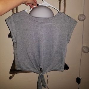 Tie Front Gray Crop Top